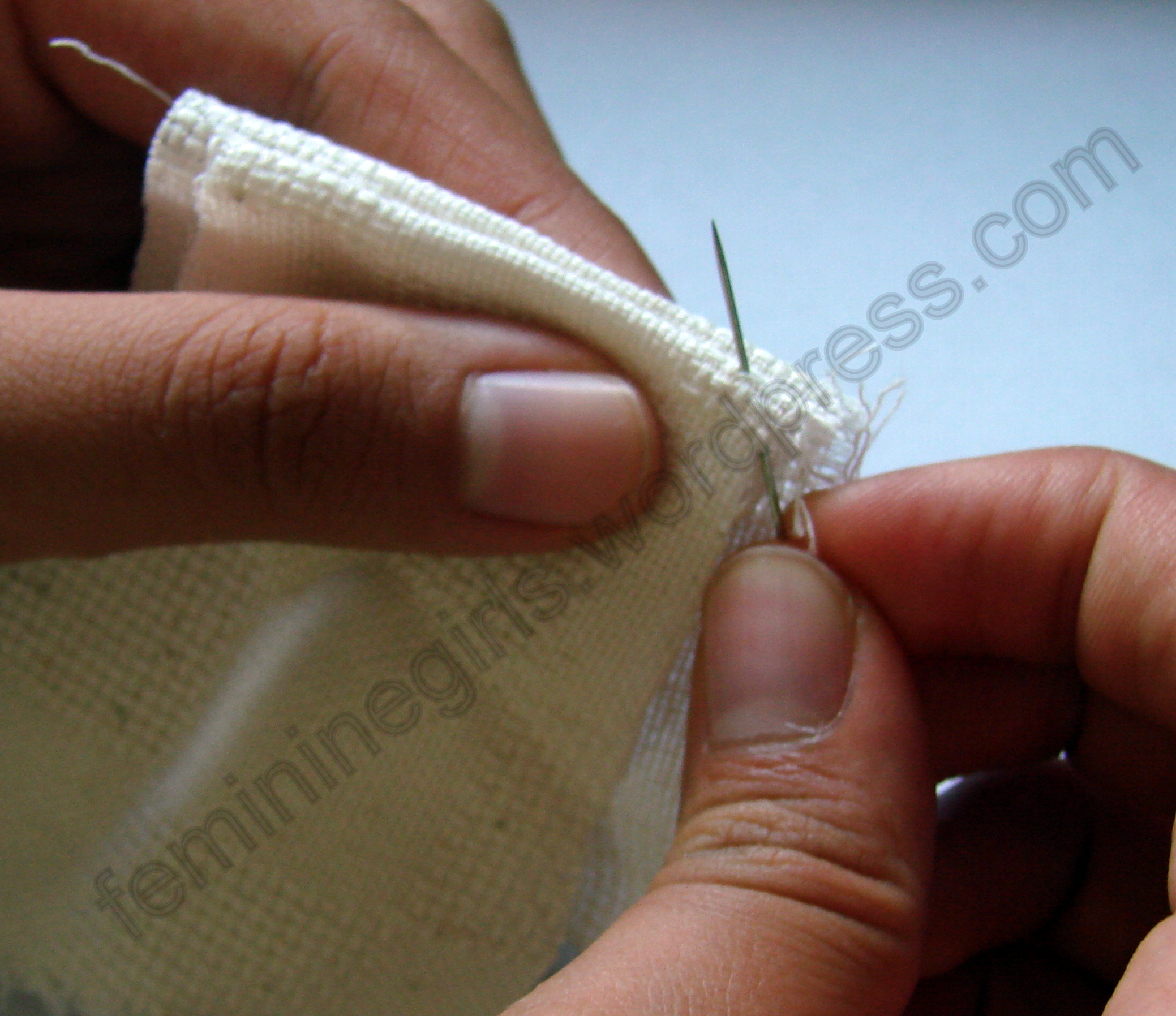Hand sewing with invisible thread