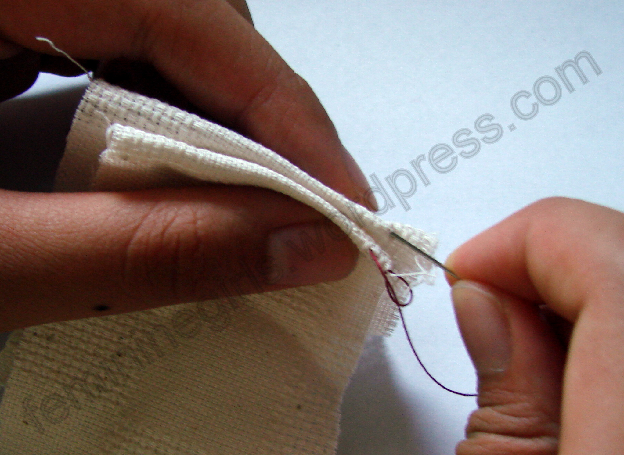 Hand sewing with invisible thread